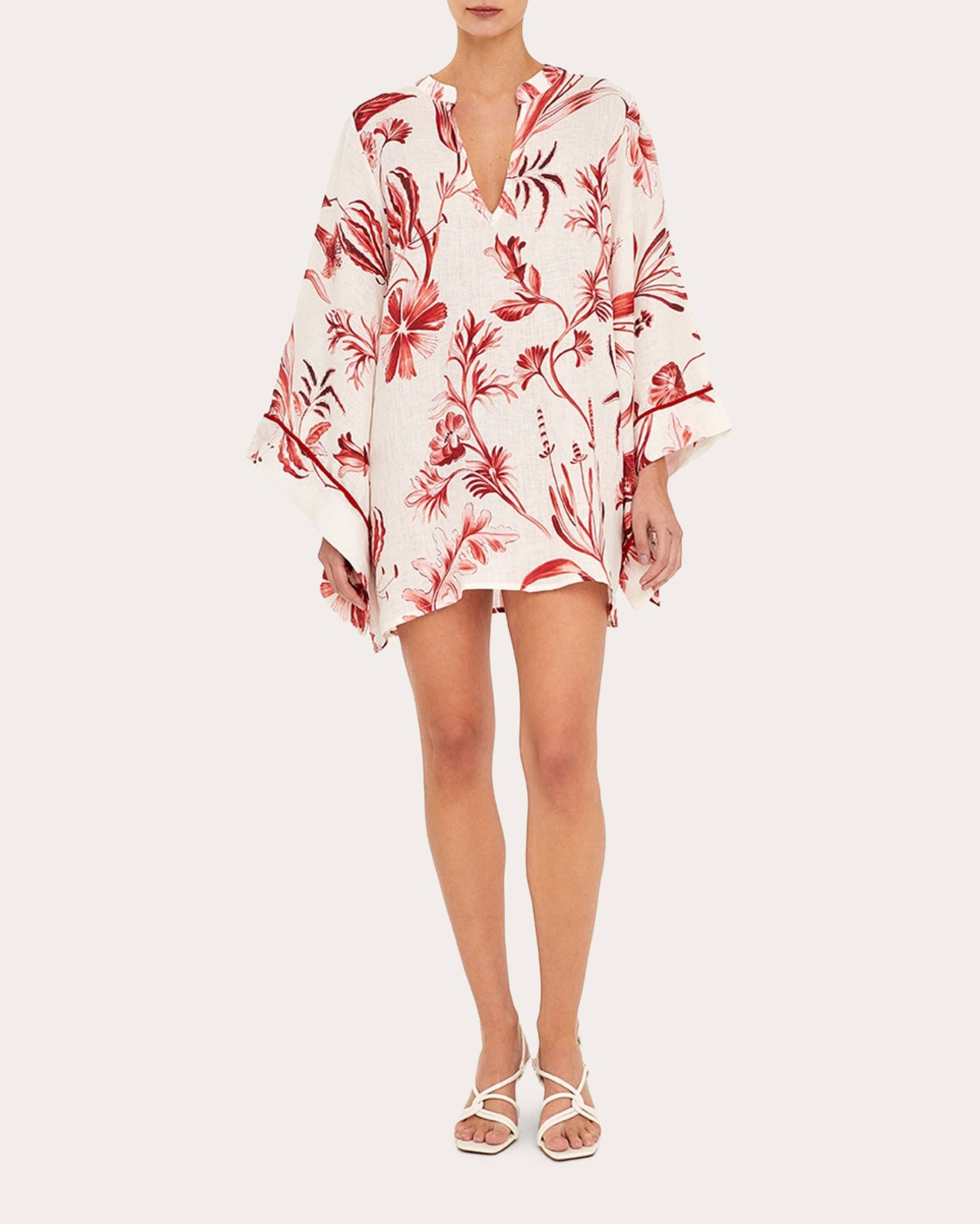 La Vie Rouge Linen Kaftan Mini Dress