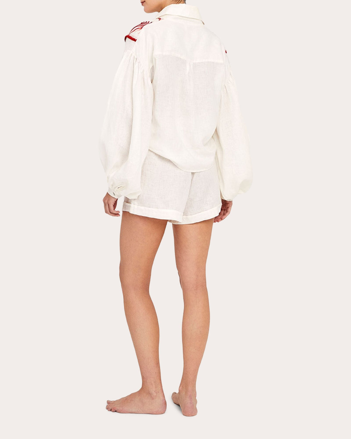 La Vie Rouge Embroidered Linen Shorts