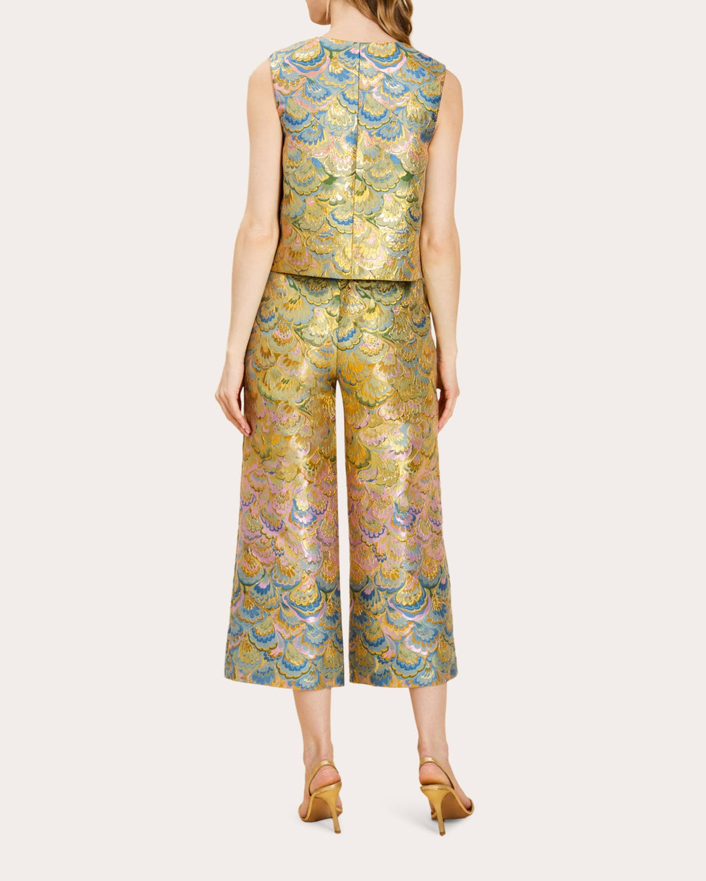 Blake Metallic Jacquard Crop Flare Pants