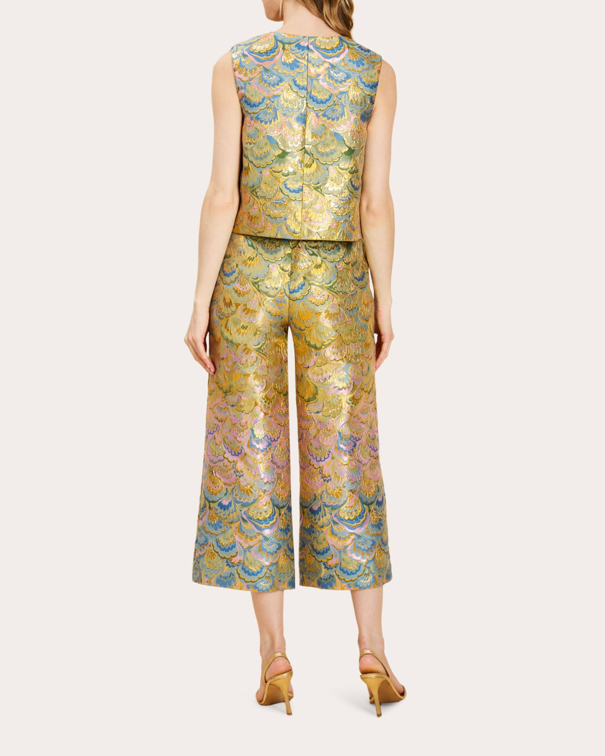 Blake Metallic Jacquard Crop Flare Pants