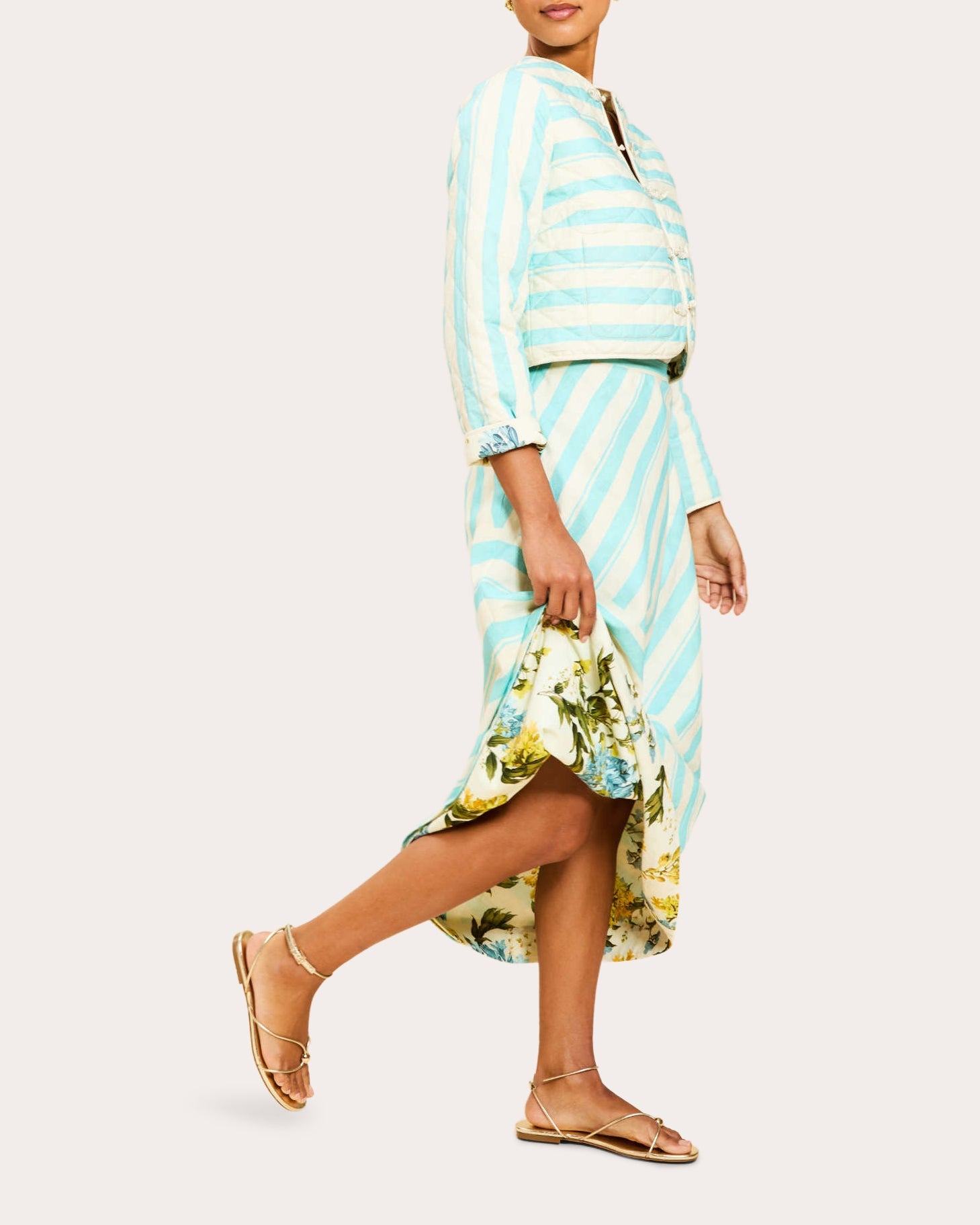 Santiago Reversible Cotton Bias-Cut Midi Skirt