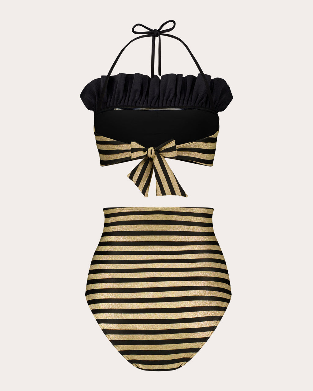 Sasha Stripe Ruffle Halter Bikini Top