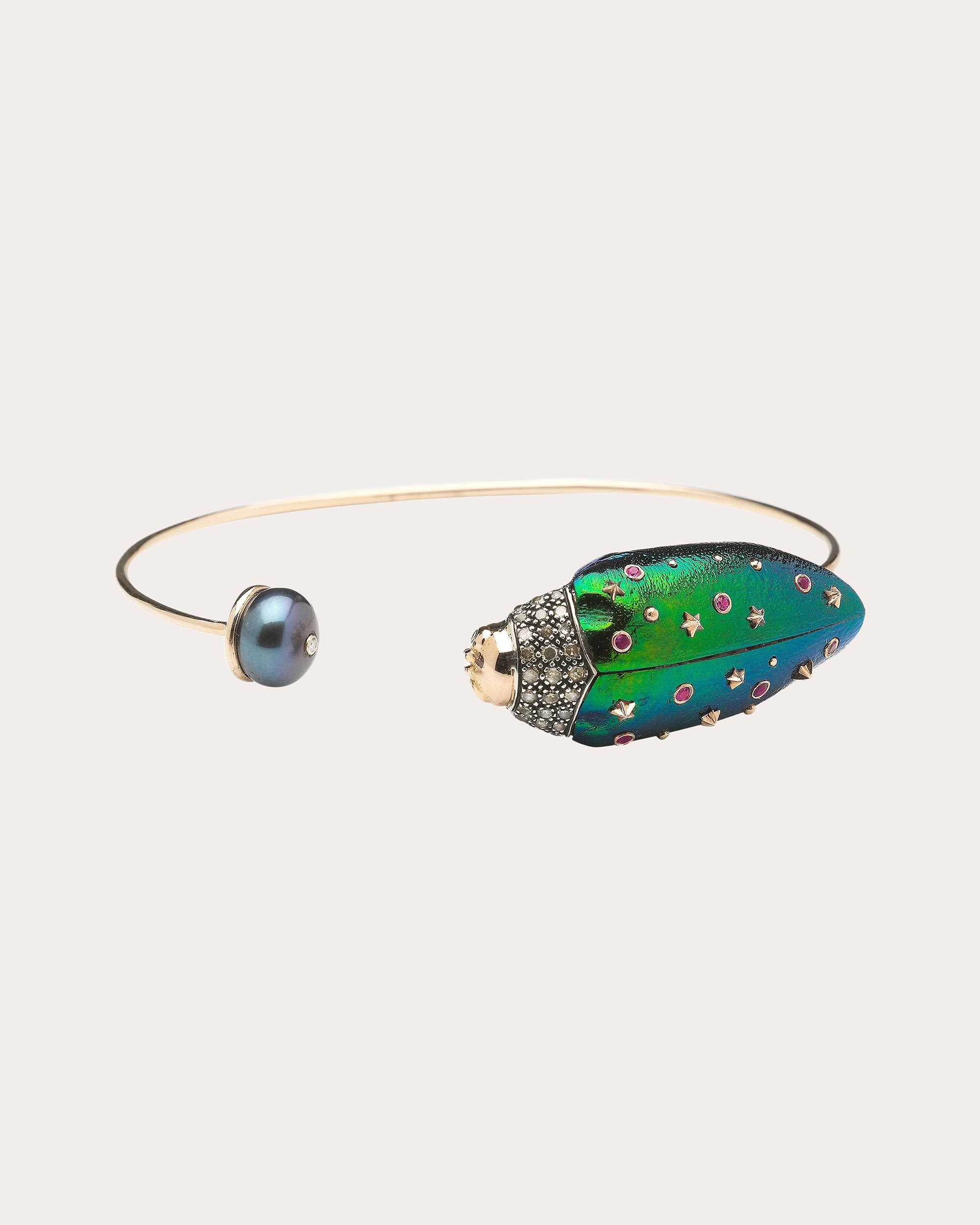 Tahitian Pearl & Diamond Scarab Cuff Bracelet