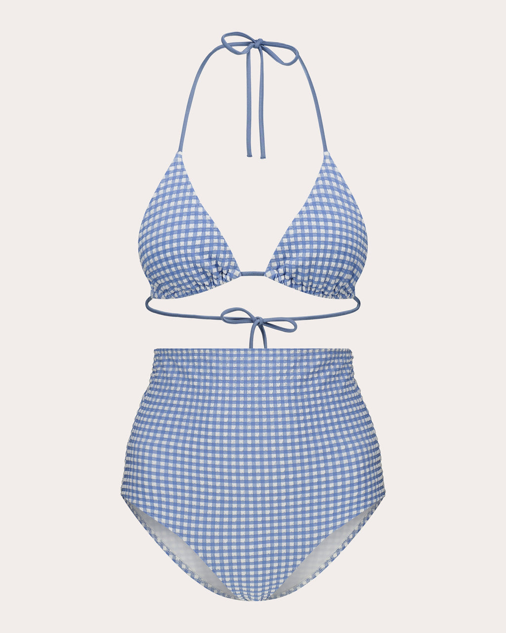 Ara Gingham High-Rise Bikini Bottoms