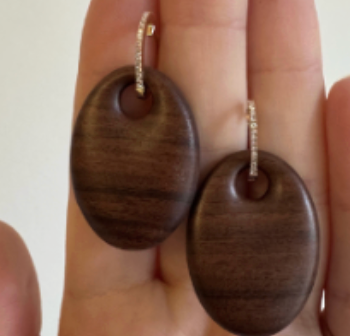 Heart Huggie with Argentine Rosewood Tag Earrings
