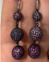 Three Tier Sapphire Ball Earrings