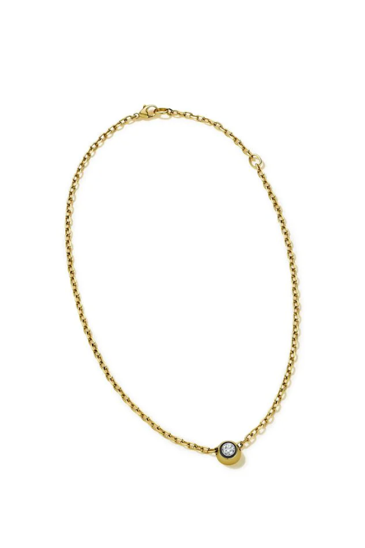 Diamond Sliding Necklace on Round Cable Chain