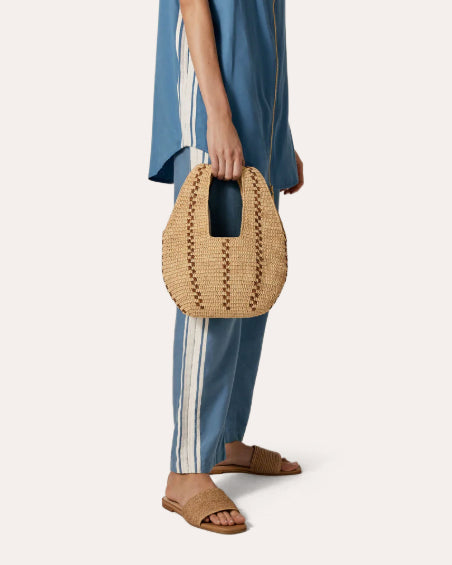 Aquarius Crocheted Raffia Hobo Bag