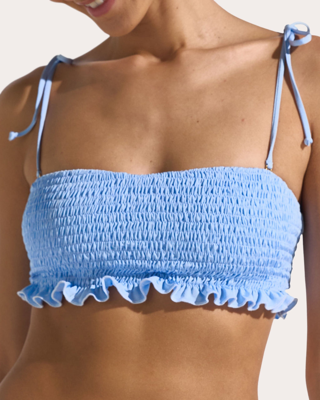 Sea Smocked Bandeau Bikini Top