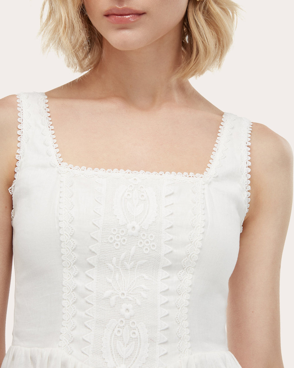 Serena Embroidered Linen Corset Mini Dress
