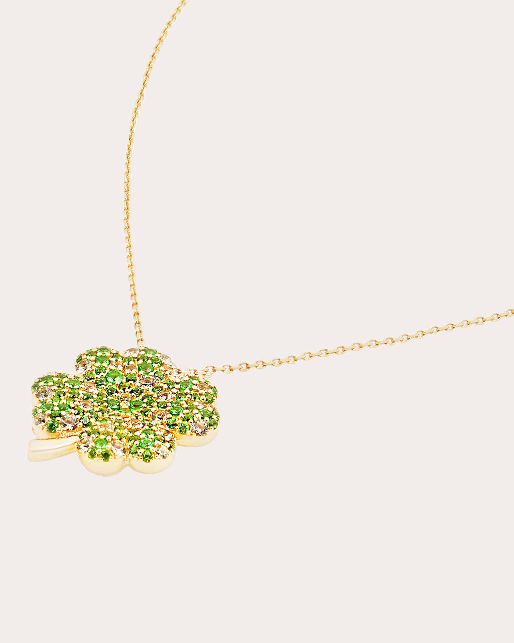 Green Sapphire & Tsavorite Juju Clover Pendant Necklace