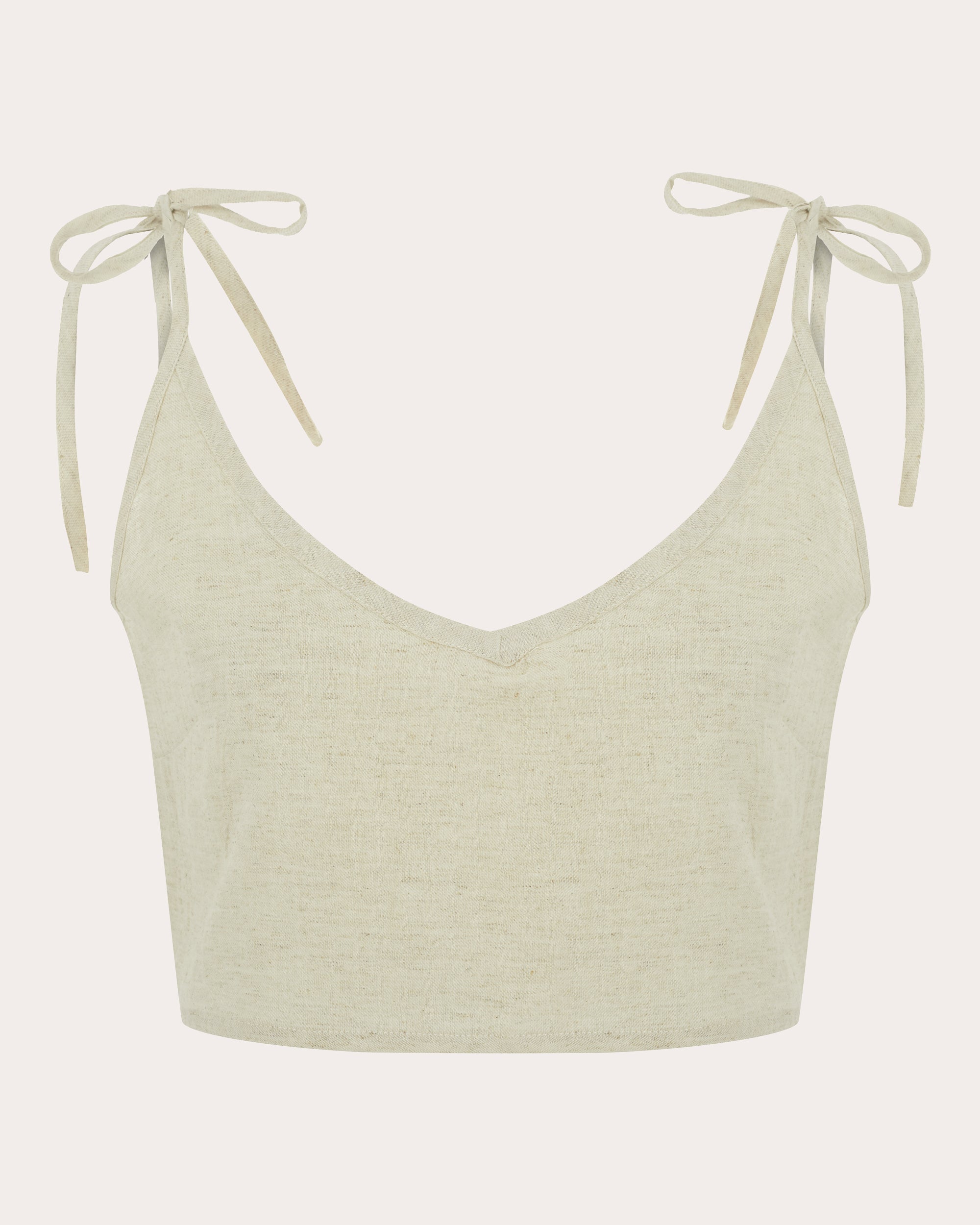 Barley Cropped Cotton-Linen Blend Top
