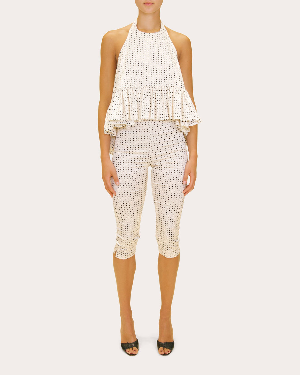 Shreya Polka Dot Crepe Capri Pants