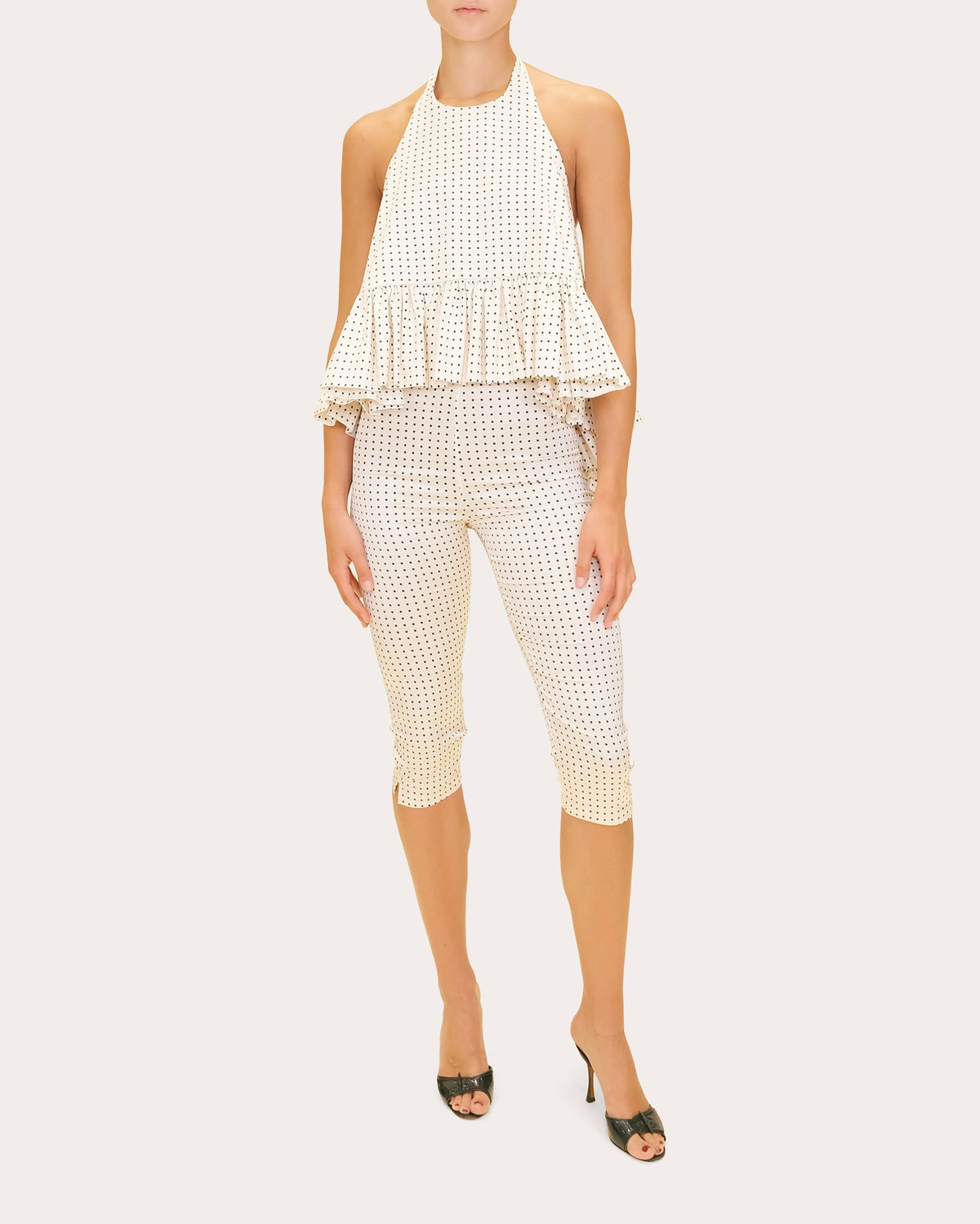 Winston Polka Dot Poplin High-Low Halter Top