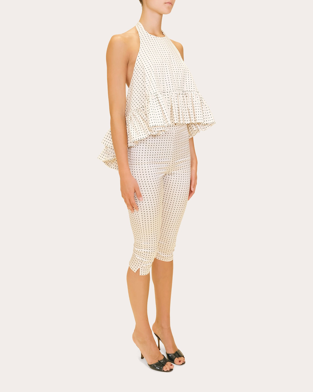 Shreya Polka Dot Crepe Capri Pants