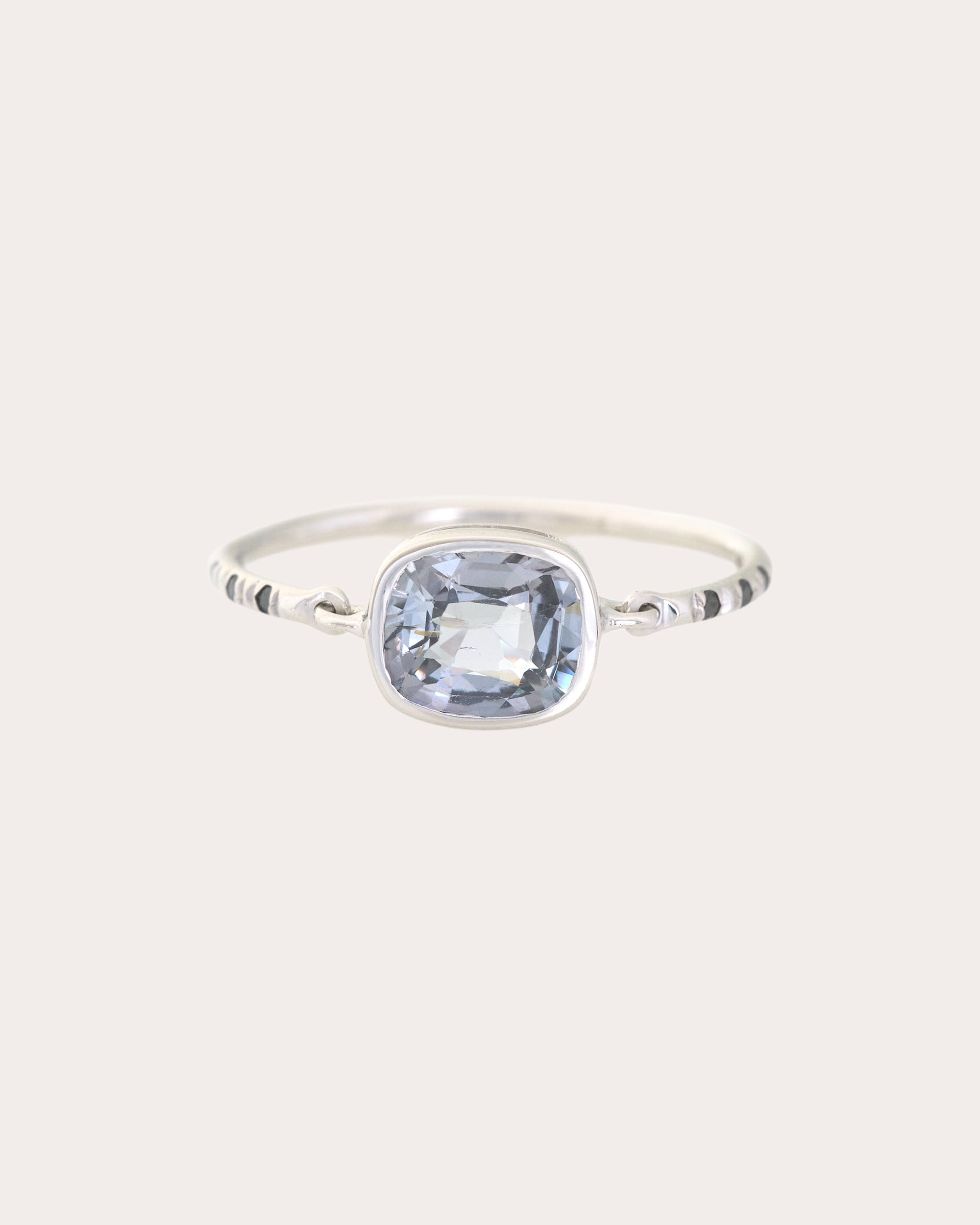 Silver Spinel & Black Diamond Petite Circle Ring