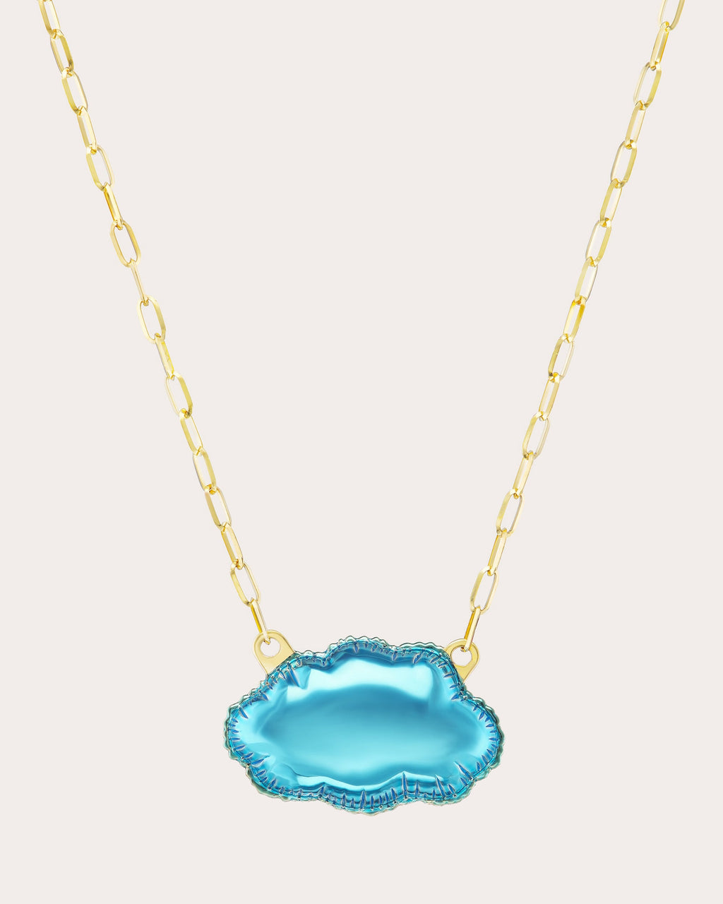 Sky Blue Silver Lining Pendant Necklace
