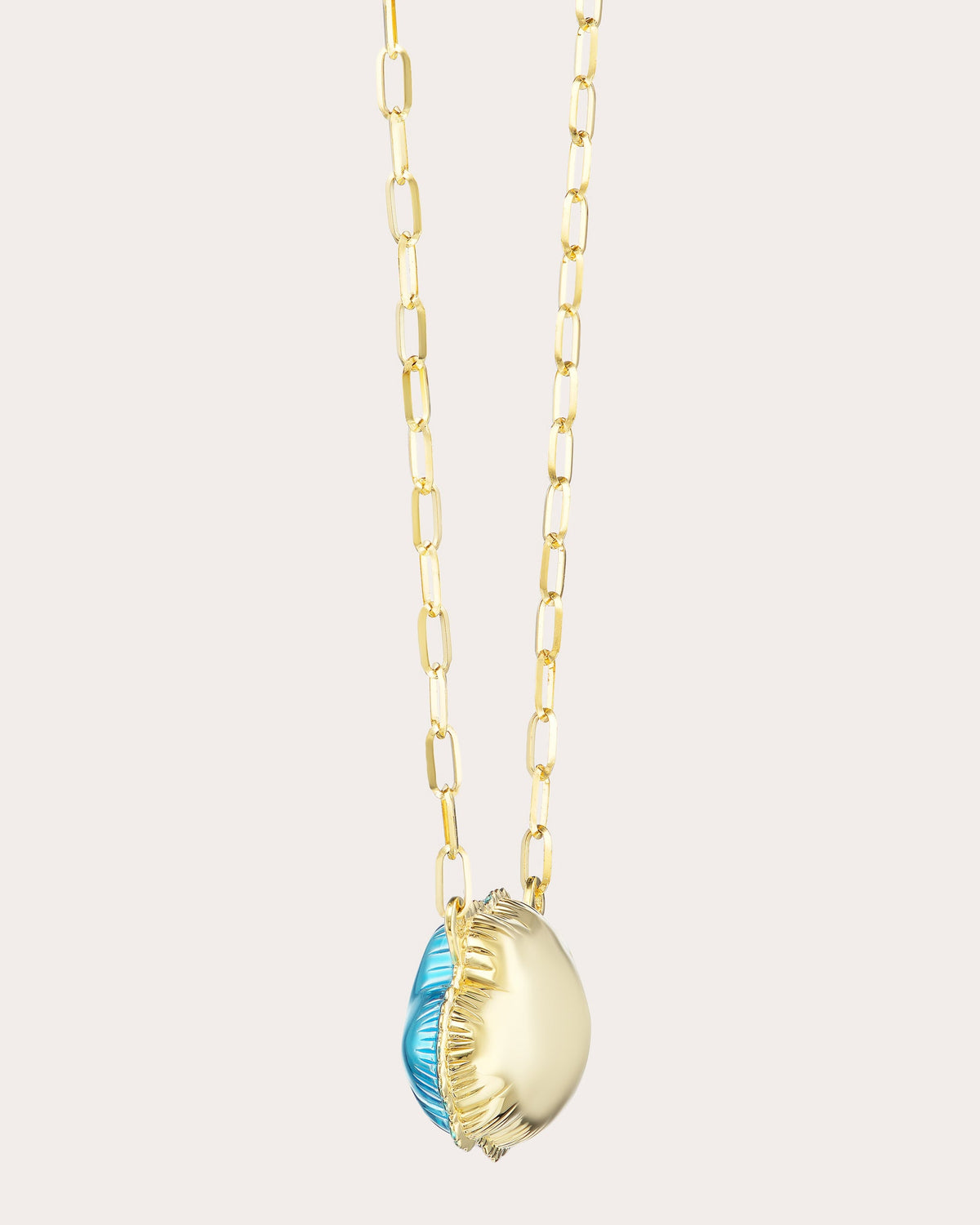 Sky Blue Silver Lining Pendant Necklace