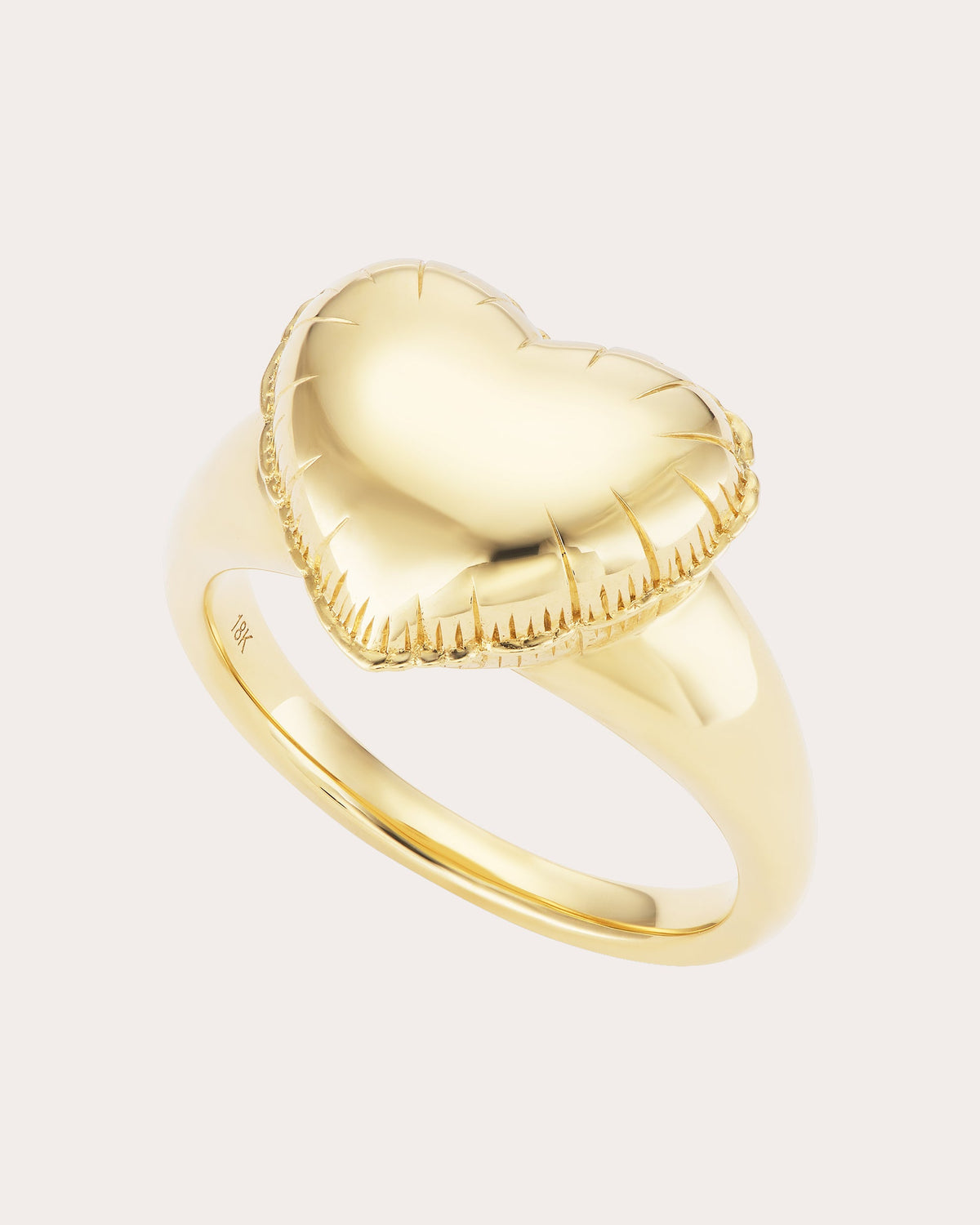 14k Gold Heart Balloon Signet Ring