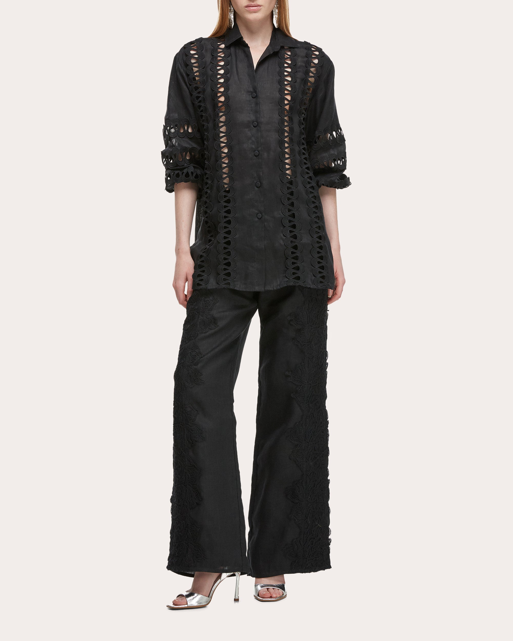 Solana Embroidered Linen Button-Up Shirt