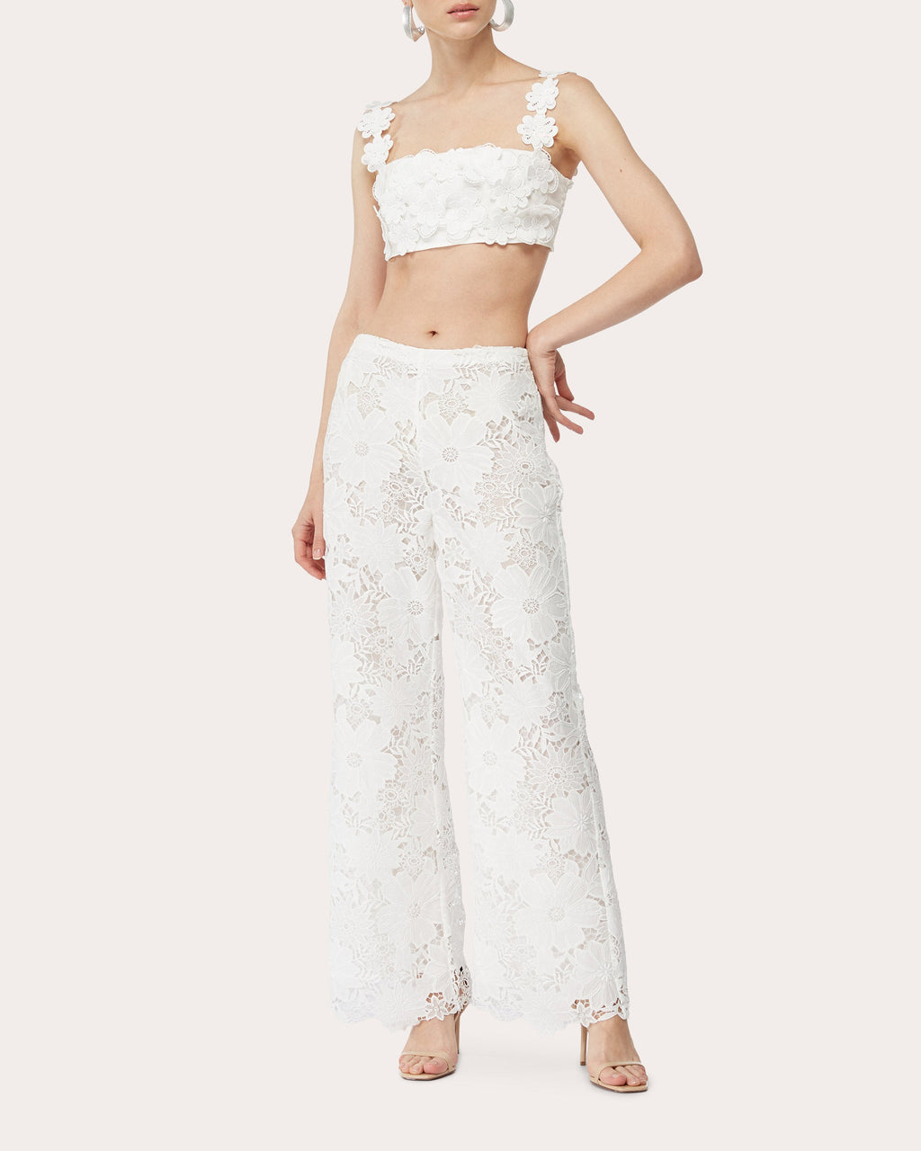 Solange Floral Lace Wide-Leg Pants