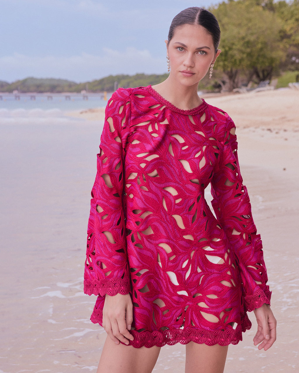Solsticio Embroidered Mini Shift Dress