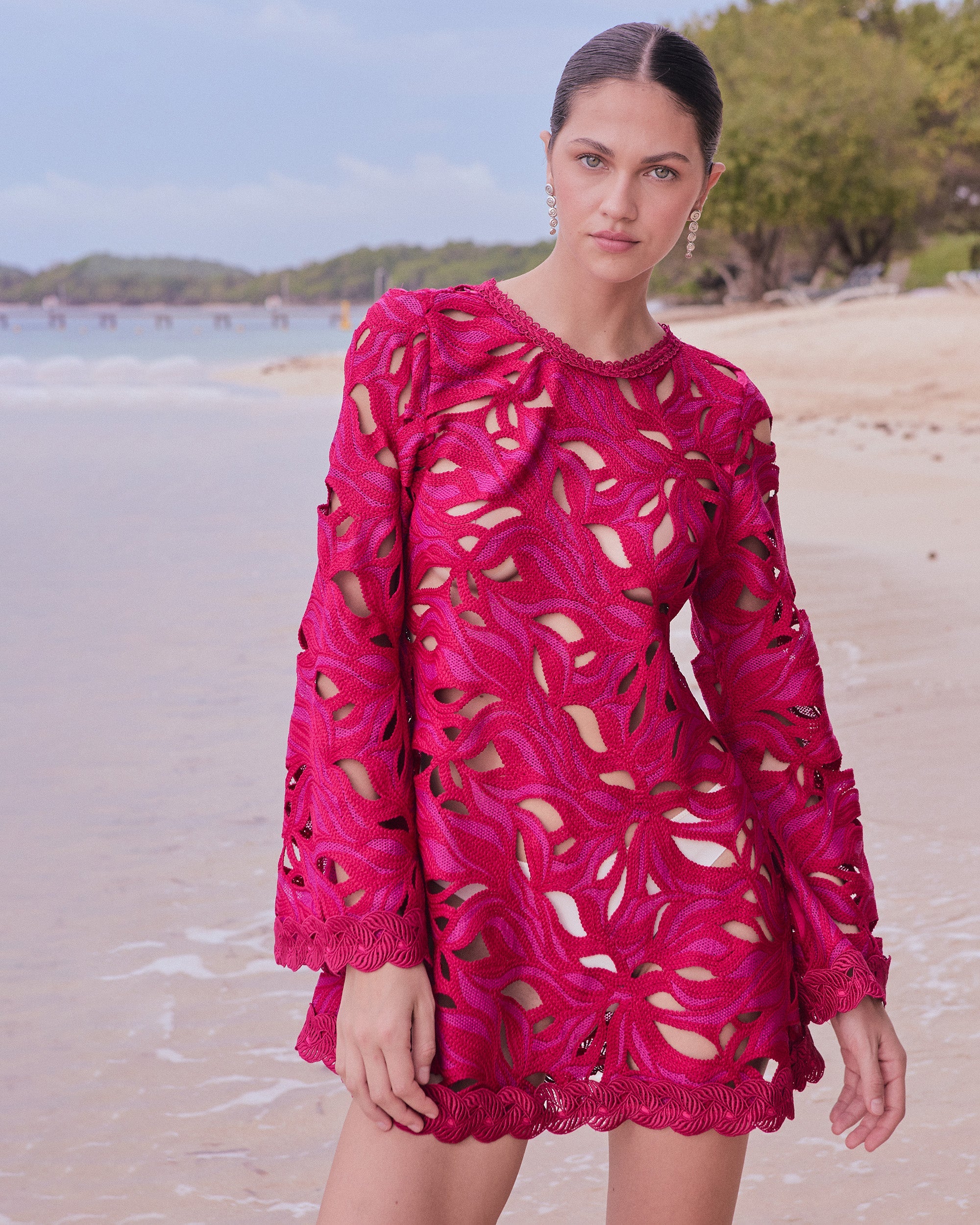 Solsticio Embroidered Mini Shift Dress