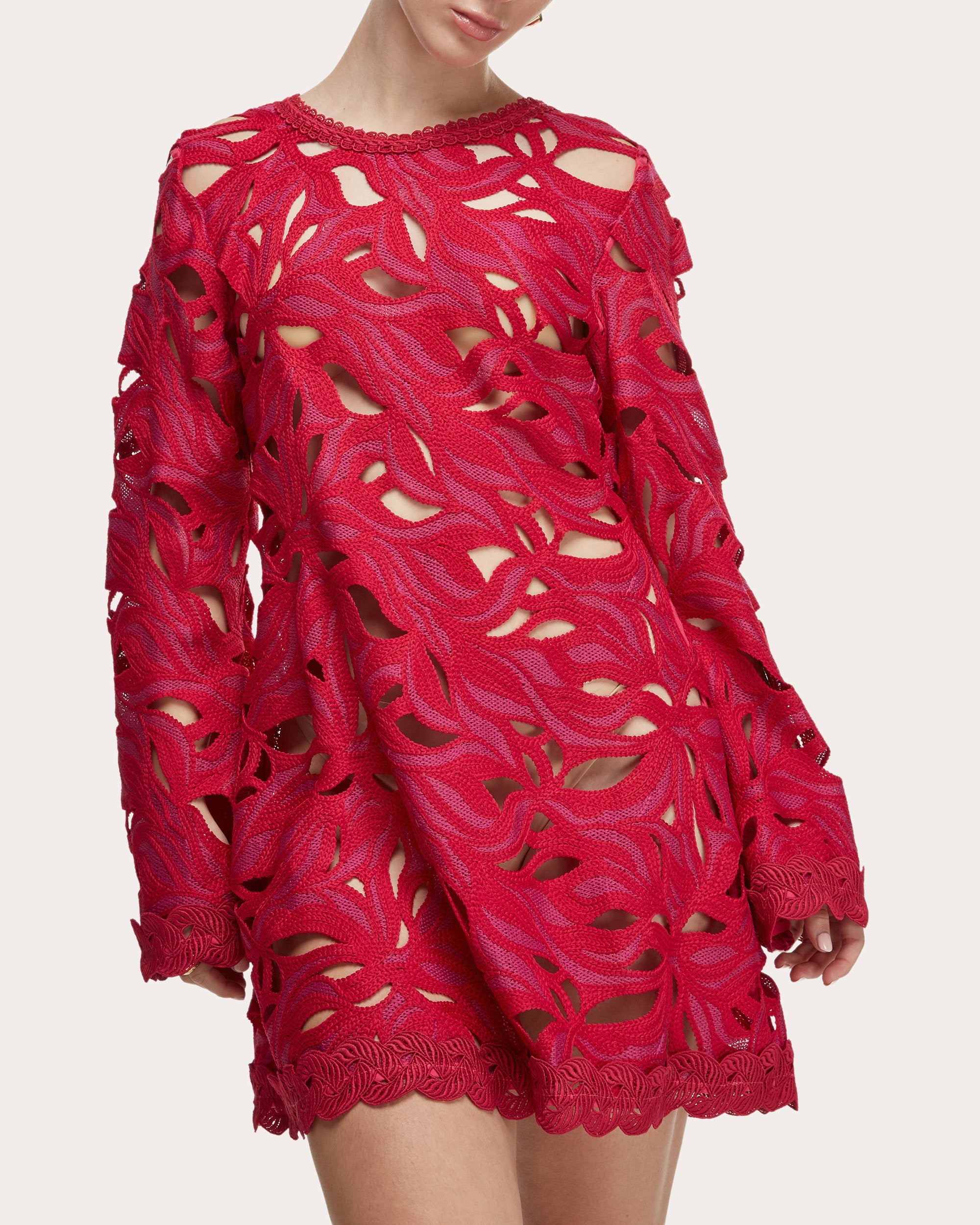 Solsticio Embroidered Mini Shift Dress