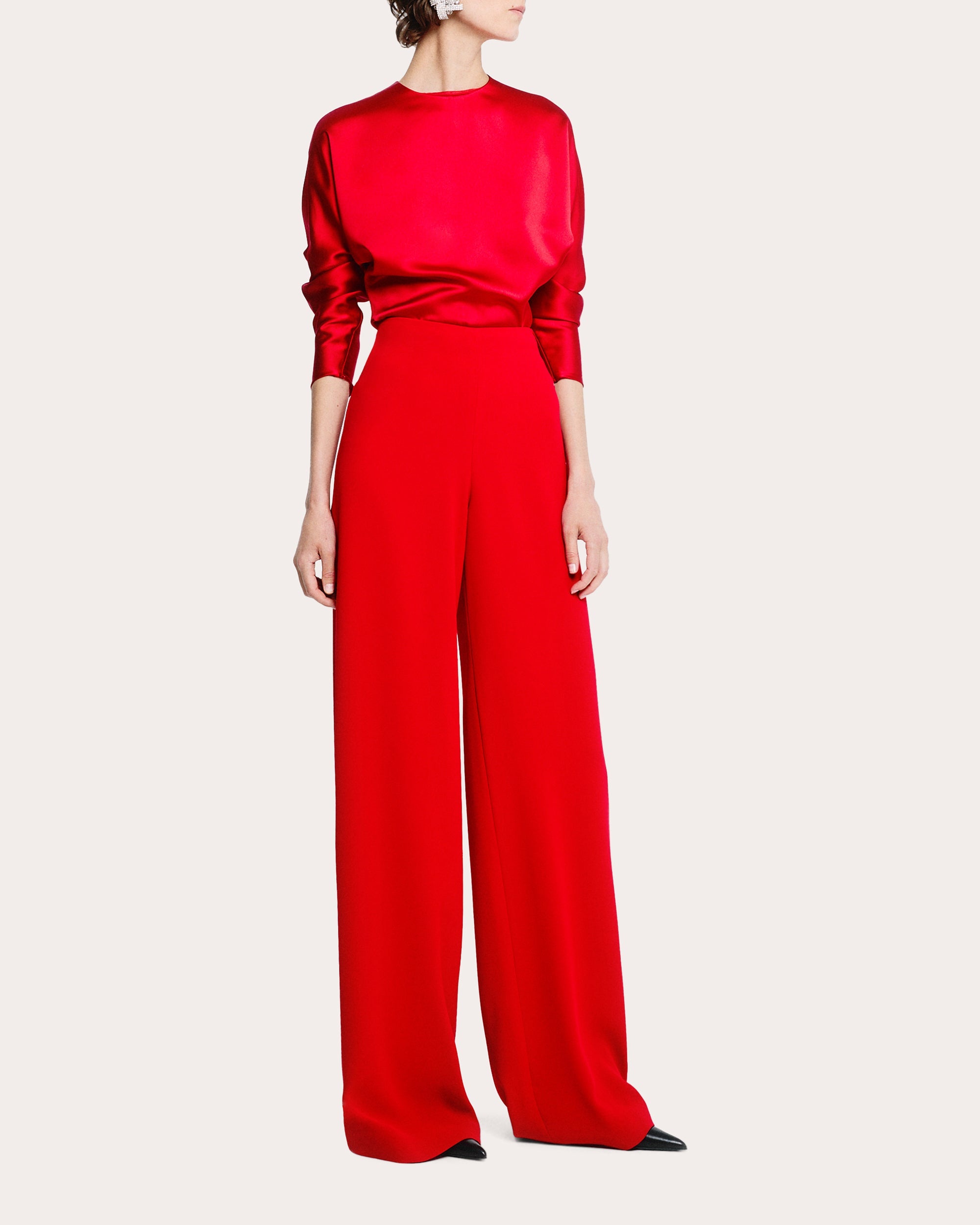 Crepe High-Rise Wide-Leg Pants