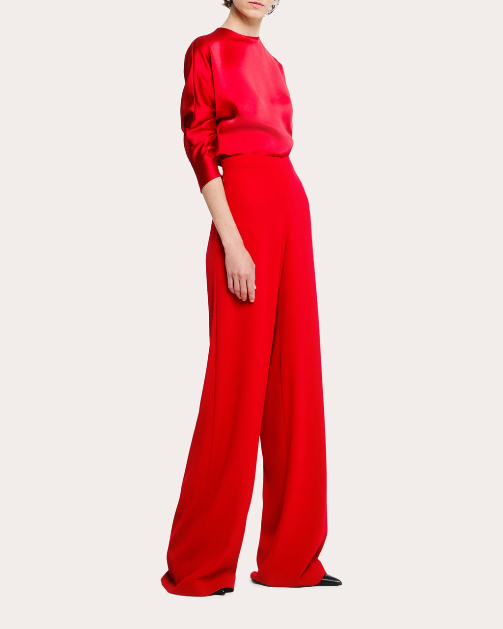 Crepe High-Rise Wide-Leg Pants