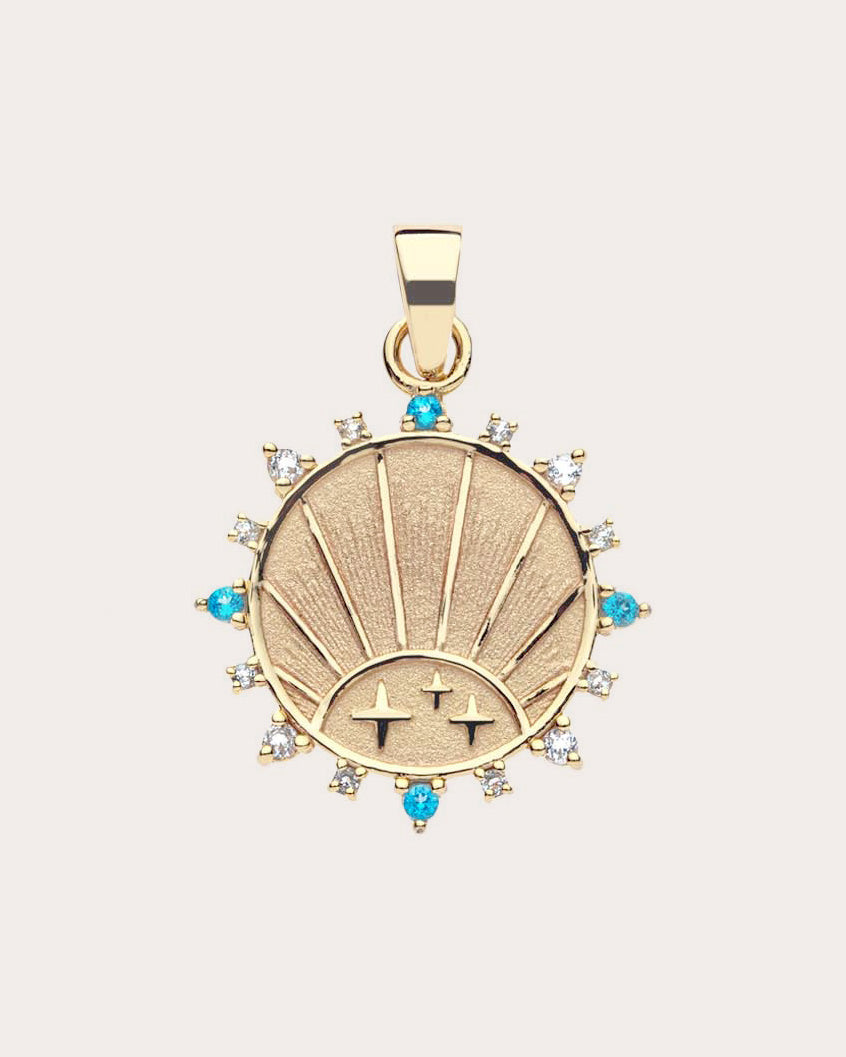 Topaz & Aquamarine STRONG Petite Coin Necklace