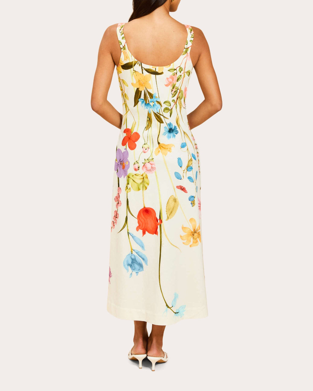 Sugarcane Floral Cotton Bias Slip Midi Dress