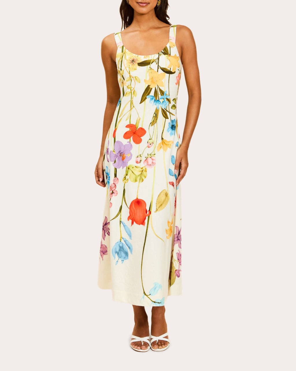 Sugarcane Floral Cotton Bias Slip Midi Dress