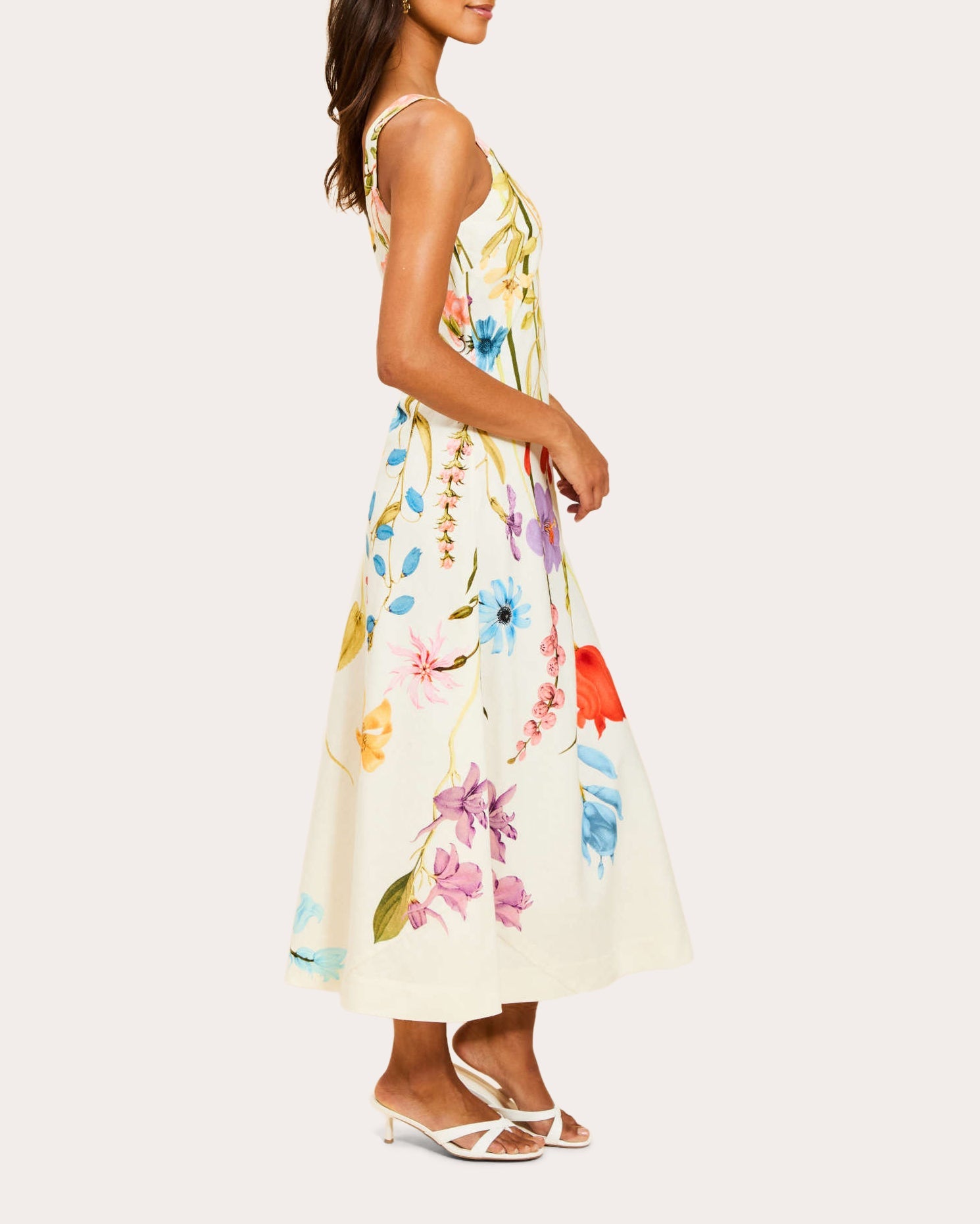 Sugarcane Floral Cotton Bias Slip Midi Dress