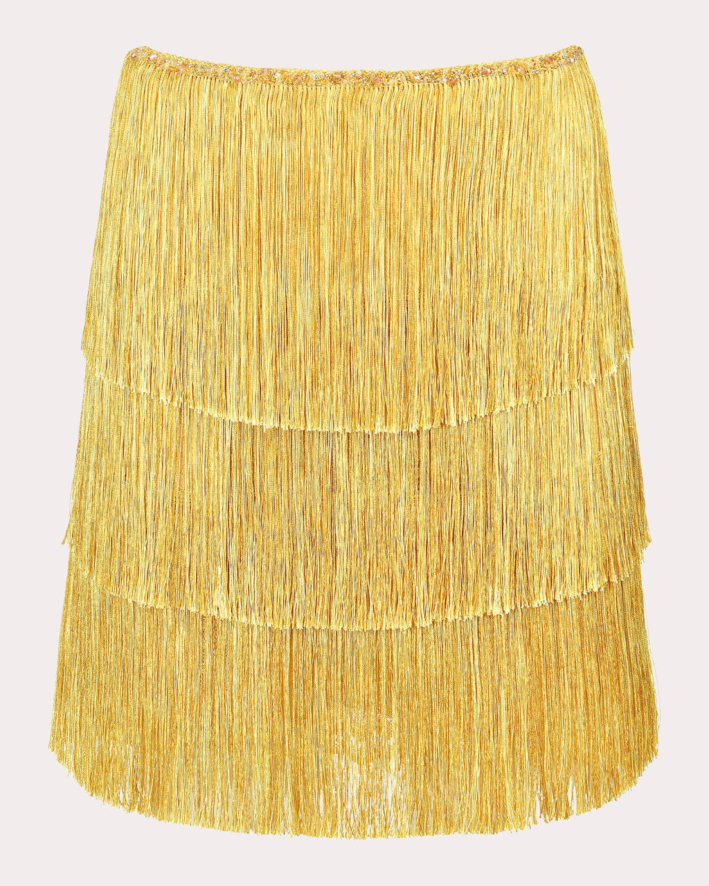 Sunlight Silk Fringe Tiered Mini Skirt