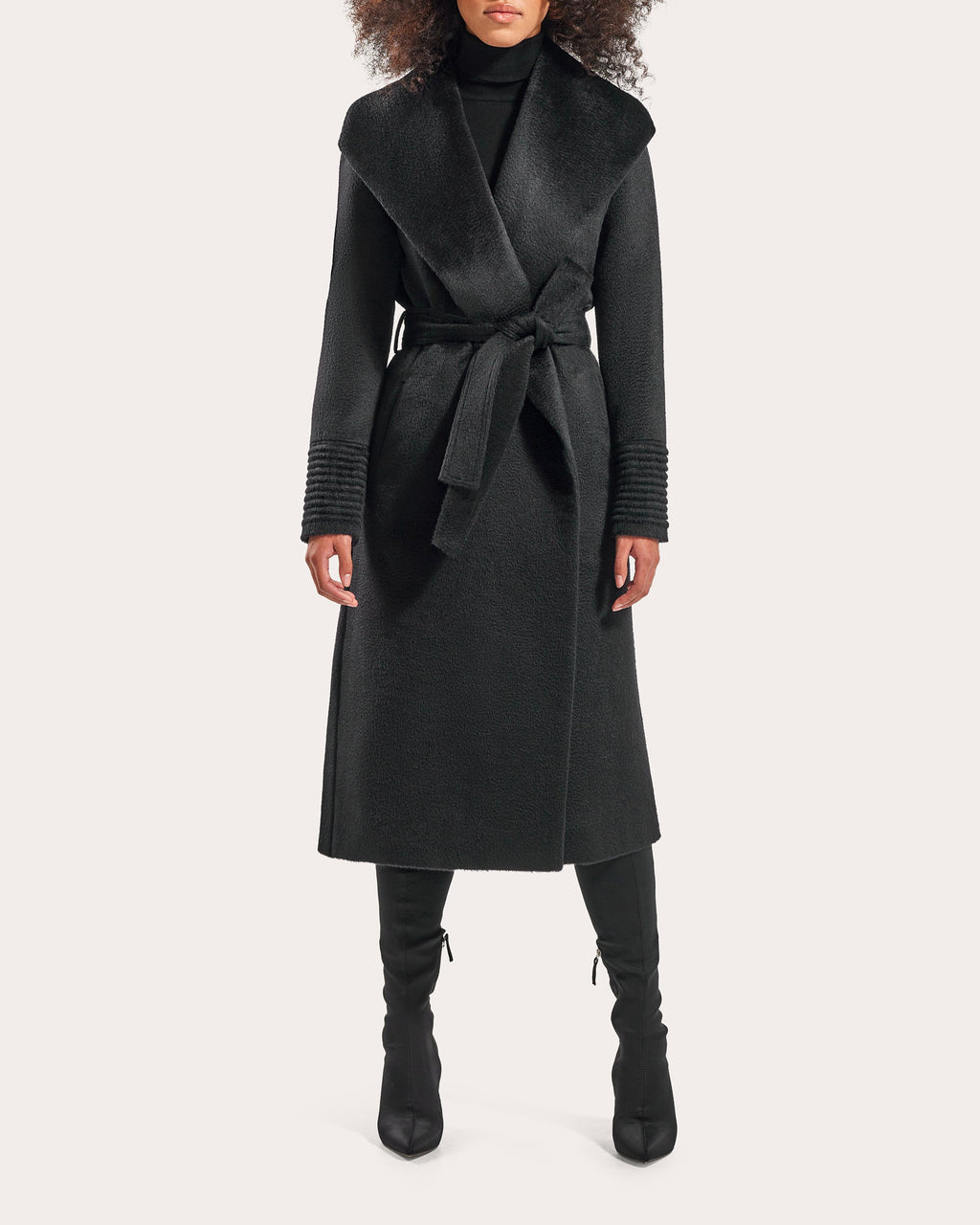 Suri Alpaca Shawl Collar Long Wrap Coat