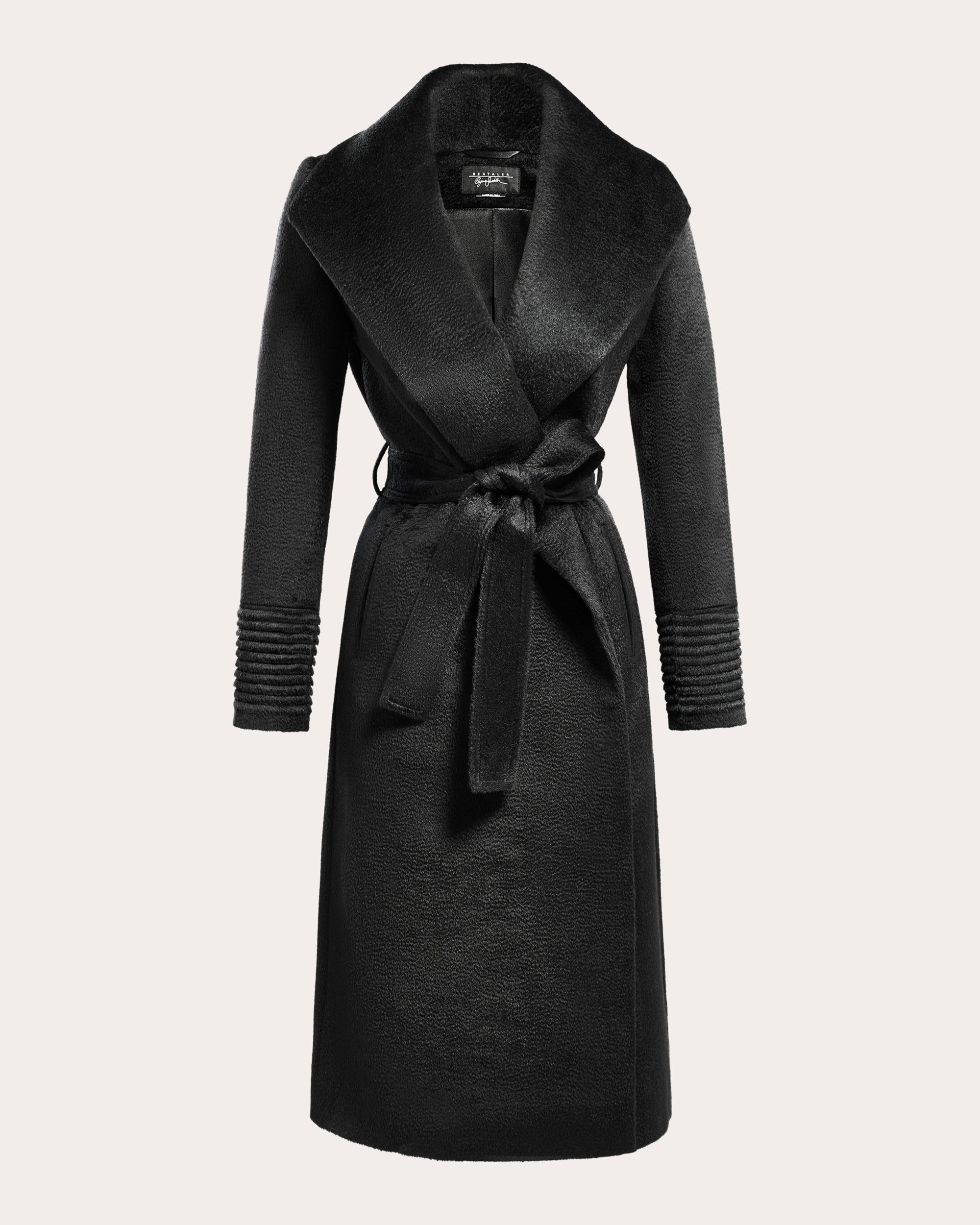 Suri Alpaca Shawl Collar Long Wrap Coat