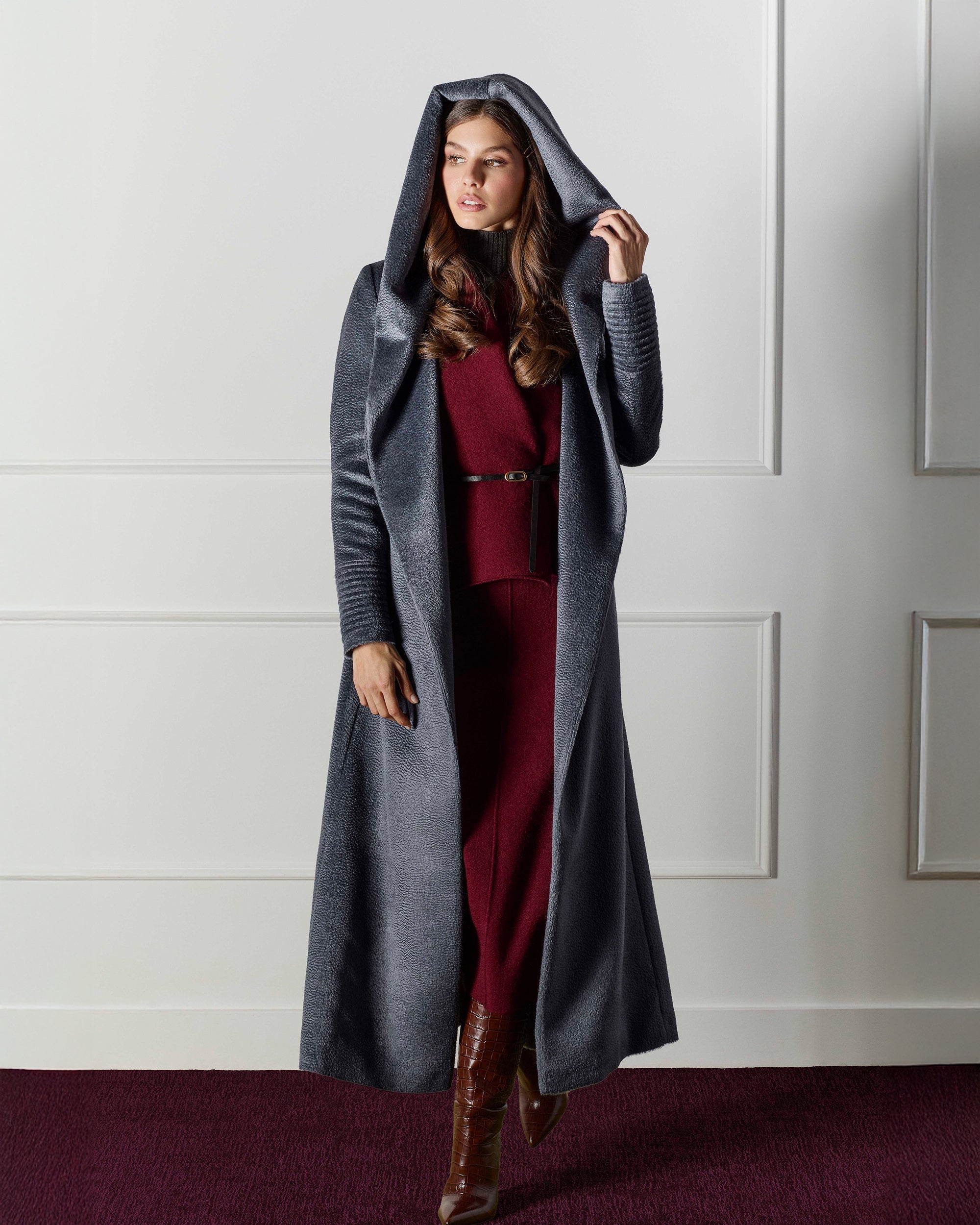 Suri Alpaca Hooded Maxi Wrap Coat