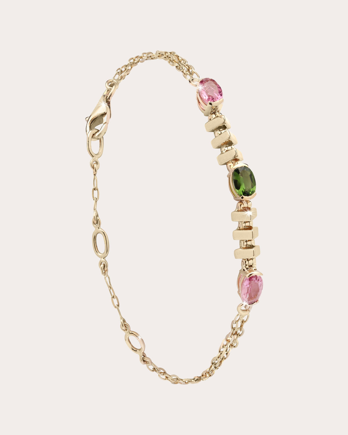 Pink & Green Tourmaline Mini Tricone Bracelet
