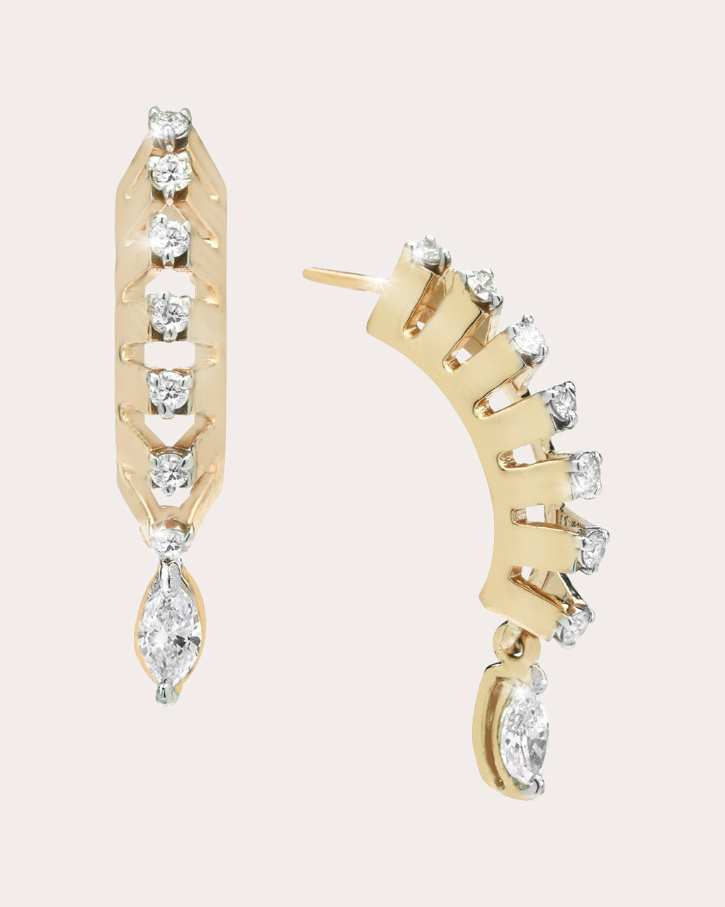 Diamond Marquise Mini Tricone Drop Earrings