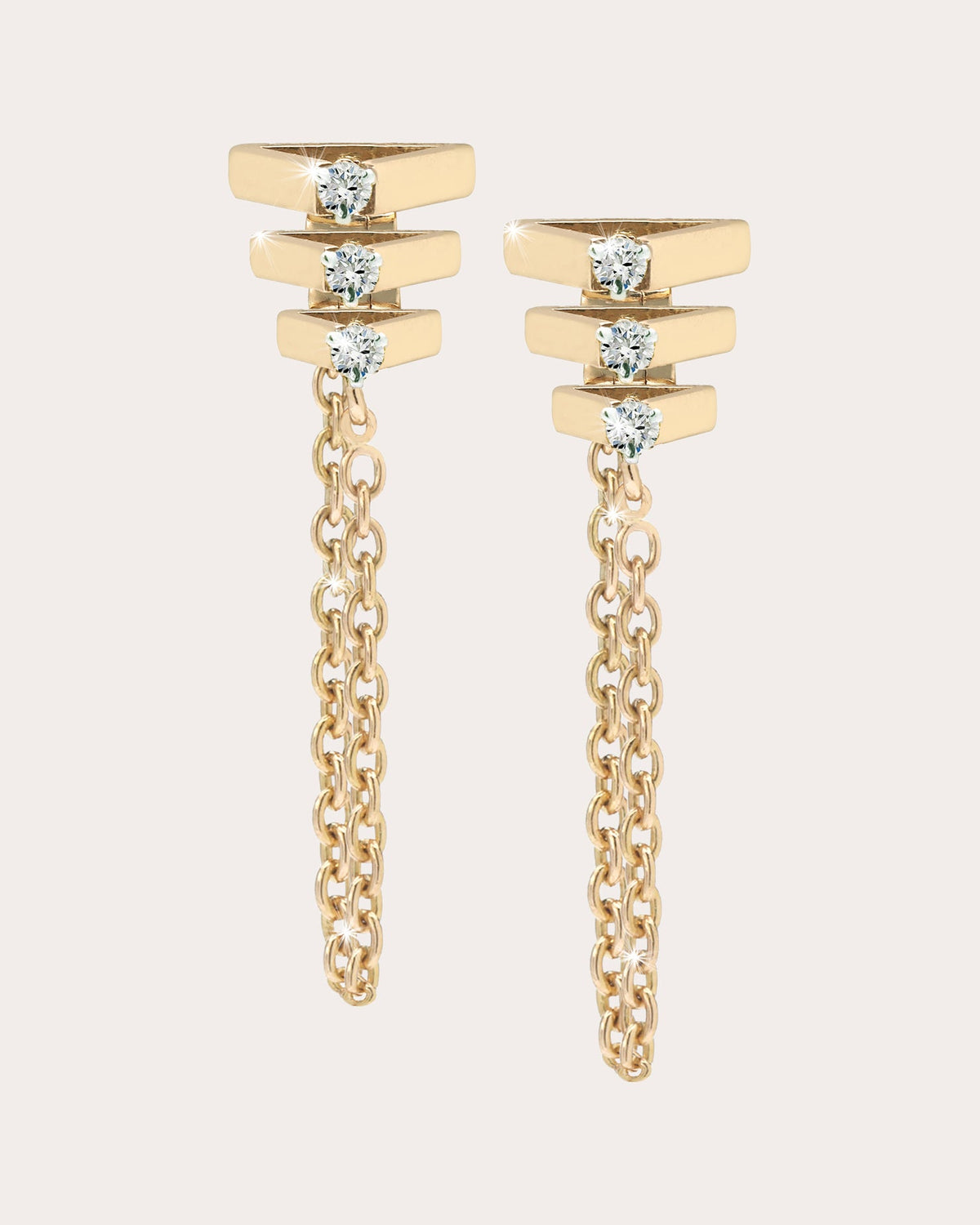 Diamond Stacked Mini Tricone Loop Earrings