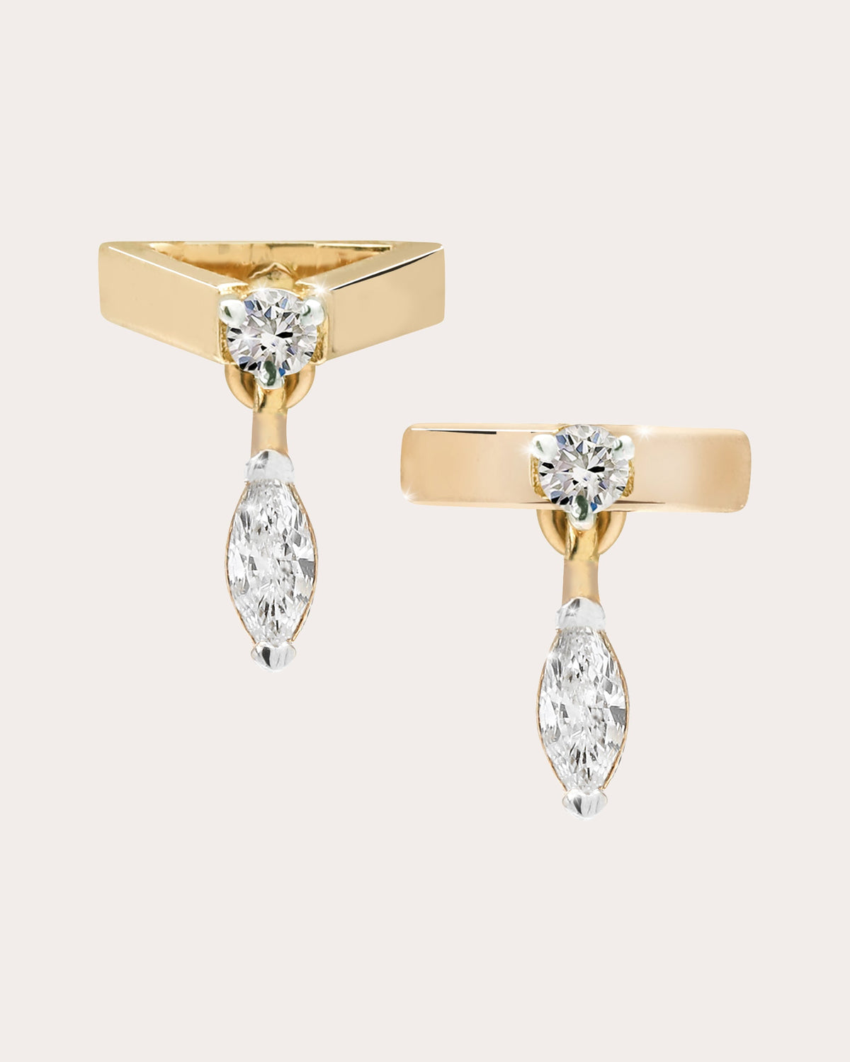 Diamond Marquise Mini Tricone Stud Earrings