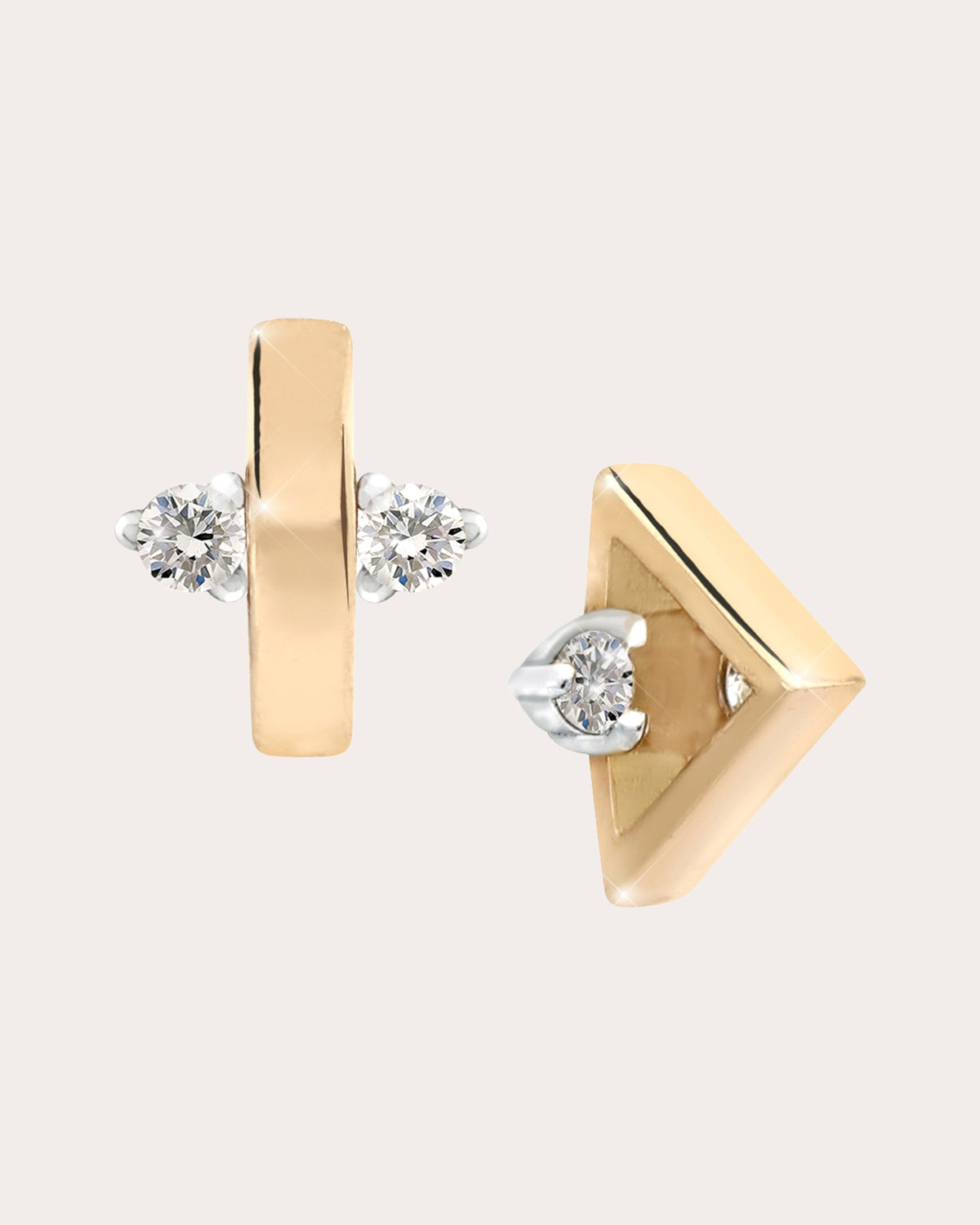 Diamond Mini Tricone Duo Stud Earrings
