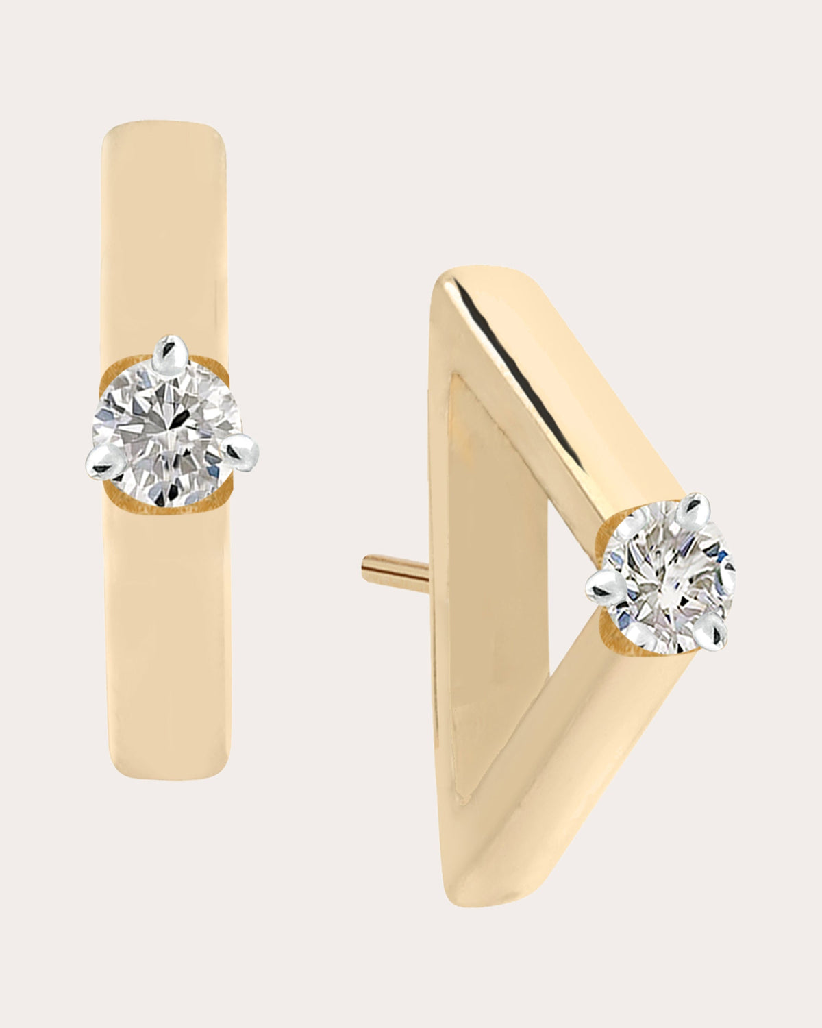 Diamond Mini Tricone Stud Earrings