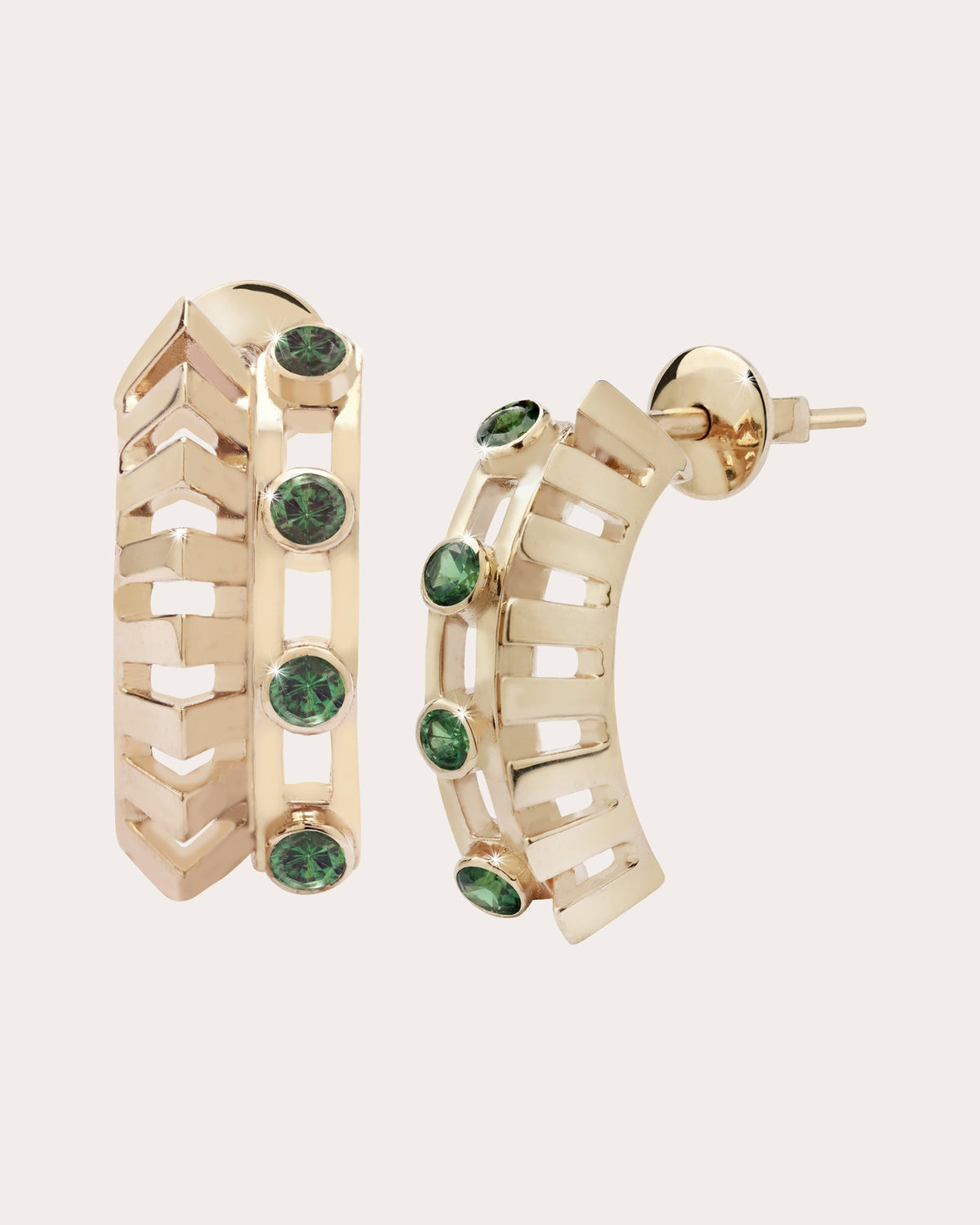 Tsavorite Mini Tricone Axis Drop Earrings