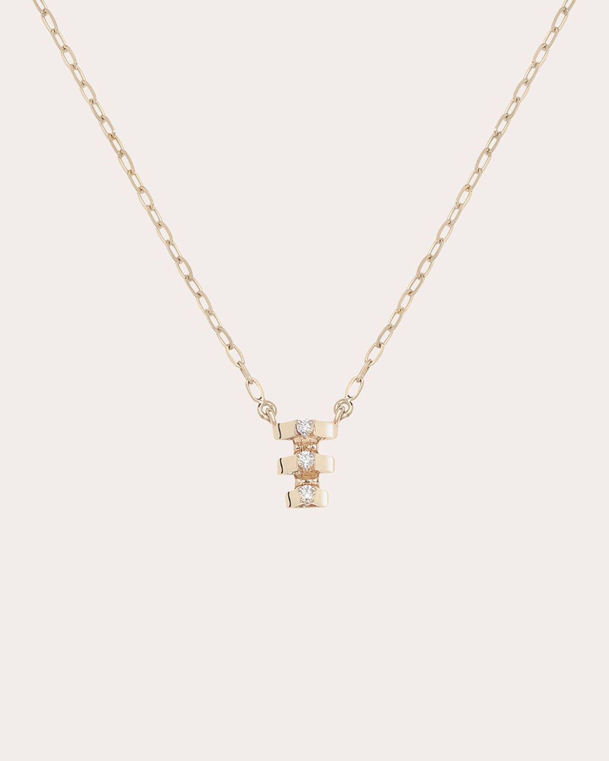 Diamond Stacked Mini Tricone Pendant Necklace