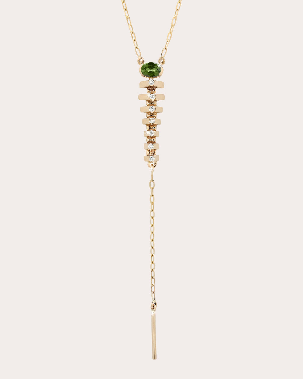 Green Tourmaline Mini Tricone Drop String Necklace