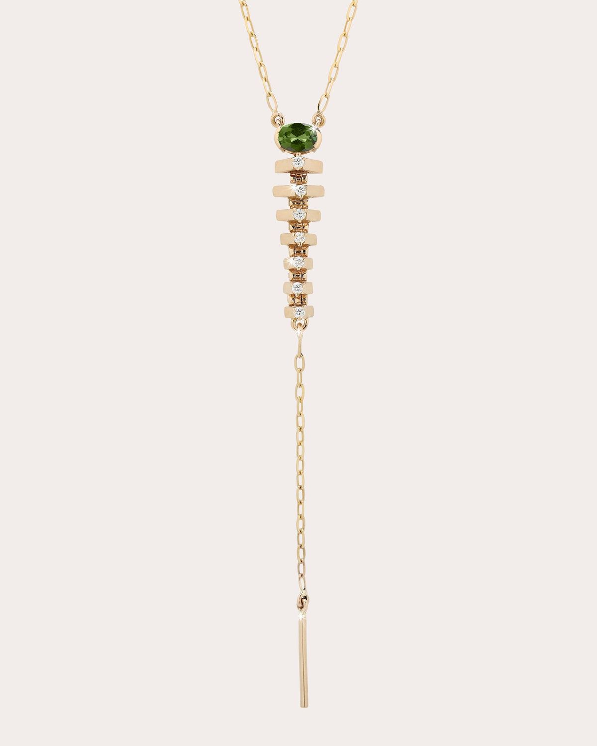 Green Tourmaline Mini Tricone Drop String Necklace