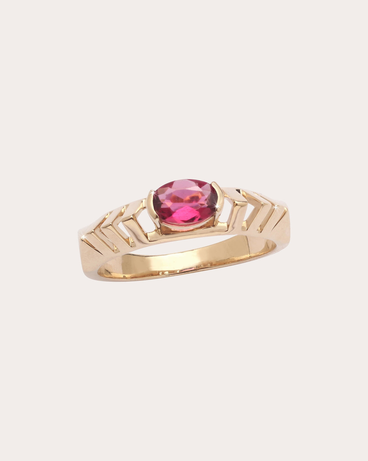 Pink Tourmaline Mini Tricone Solo Ring