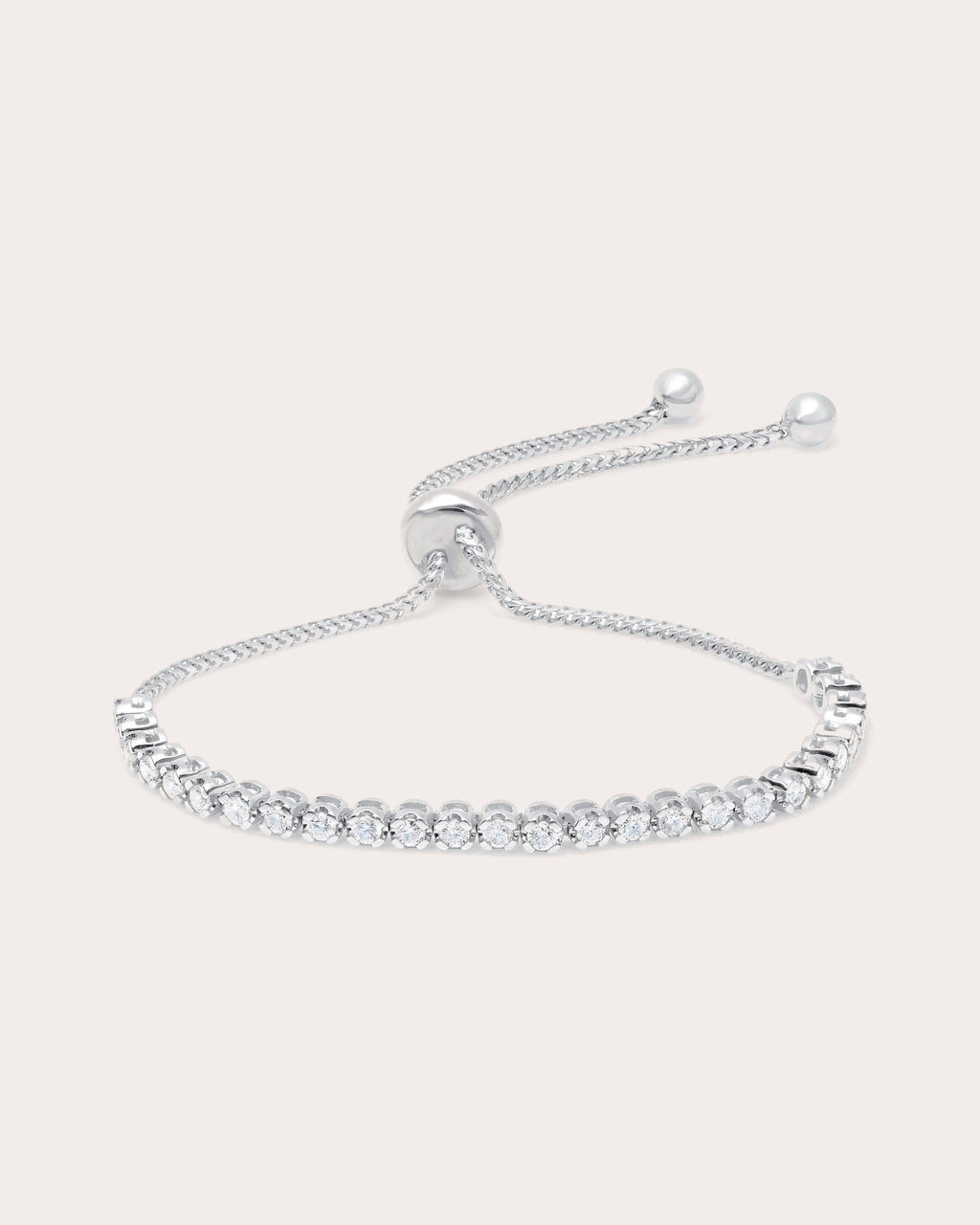 Diamond & 18k White Gold Floating Bolo Bracelet